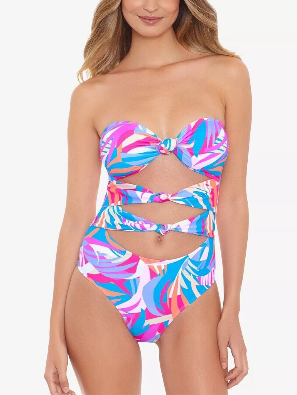 Salt + Cove Juniors Tropical Breeze Knotted One-Piece Swimsuit Size L
